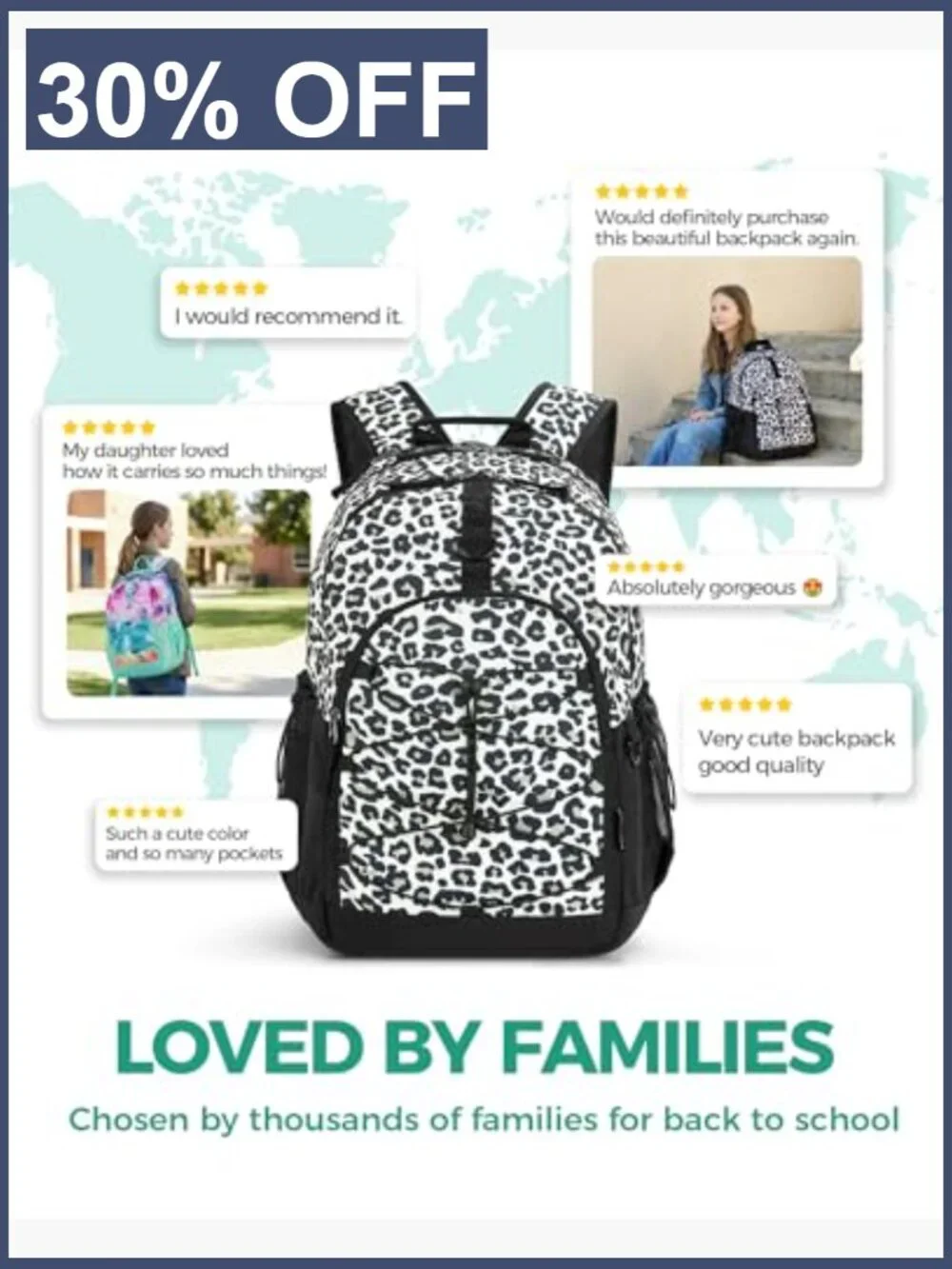 Teen Girl Backpack - 18 Inch Travel School Laptop Bookbag for Middle School